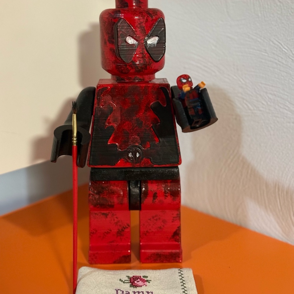 10” 3D printed “messy” Deadpool Lego inspired mini figure
